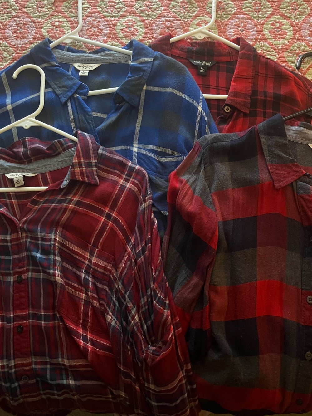 Lucky Brand Plaid Button-Down Shirts in Red & Blue